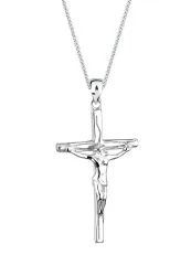 Elli Kreuz Jesus Konfirmation Kommunion 925 Silber Ketten 1 ct Damen