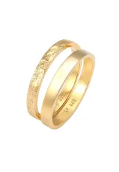 Elli 2er Set Bandring Basic Organic-Look 925 Silber Ringe 1 ct Damen