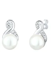 Elli - Ohrringe Infinity Perle Kristalle, One Size, Silber