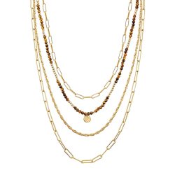 Yokoamii Halskette Metall-Legierung Naturstein in Gelbgold Ketten 1 ct Damen