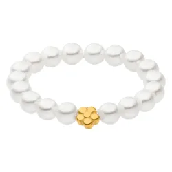 Purelei Shiny Bloom Perlenring 100% Edelstahl Ringe 1 ct Hellbraun Damen