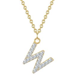 Glanzstücke München Halskette Buchstabe M aus Sterling Silber in gelbgold mit Zirkonia Ketten 1 ct Damen