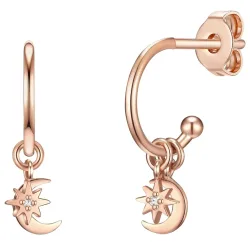 Glanzstücke München Ohrstecker Halbmond/Stern Sterling Silber Zirkonia in Roségold Ohrringe 1 ct Damen