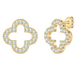 Yokoamii Ohrstecker aus Messing in gelbgold mit Zirkonia Ohrringe 1 ct Damen