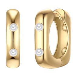Yokoamii Creolen aus Metall-Legierung in Gelbgold mit Perle (synth.) Ohrringe 1 ct Damen