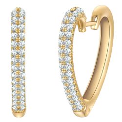 Yokoamii Creolen Herz aus Messing in gelbgold mit Zirkonia Ohrringe 1 ct Damen