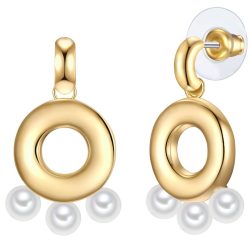 Yokoamii Ohrhänger aus Metall-Legierung in Gelbgold mit Perle (synth.) Ohrringe 1 ct Damen