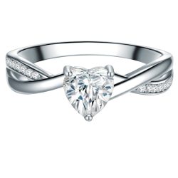 Trilani Ring Herz aus Sterling Silber in silber mit Zirkonia Ringe 1 ct Damen