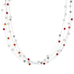 Valero Pearls Perlen-Kette Sterling Silber verziert mit Kristallen von Swarovski® Süßwasser-Zuchtperle in Silber Ketten 1 ct Damen