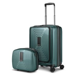 Redolz Essentials 14 Kofferset 2 tlg. Kabinentrolley mit Dehnfalte + Beautycase Reisetaschen 1 ct Petrol Herren