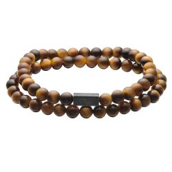 True Rebels Armband aus Edelstahl in Retro mit Tigerauge Armbänder & Armreife 1 ct Herren