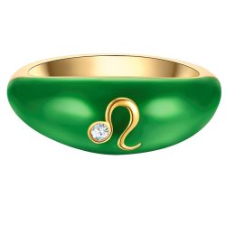 Glanzstücke München Ring Sternzeichen Löwe aus Sterling Silber in Gelbgold mit Zirkonia Ringe 1 ct Damen