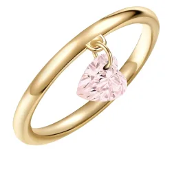 Glanzstücke München Ring Herz aus Sterling Silber in gelbgold mit Rosenquarz Ringe 1 ct Damen