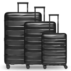 bergpfeil Travel 4-Rollen Kofferset 3-tlg. mit Dehnfalte Reisetaschen 1 ct Schwarz Herren