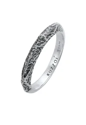 Kuzzoi - Ring  Bandring Schmal Used Look 925 Silber, 62mm, Taubengrau