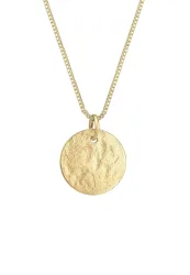 Elli - Halskette Plättchen Anhänger, 45cm, Gold