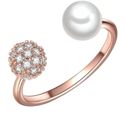 Lulu & Jane Perlen-Ring Messing Zirkonia Muschelkernperle in Roségold Ringe 1 ct Damen