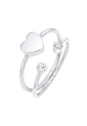 Elli Herz Stapelring Set 925 Silber, mit Kristallen von Swarovski® Ringe 1 ct Damen