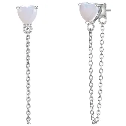 Glanzstücke München Ohrstecker Herz Sterling Silber Mondstein (synth.) in Silber Ohrringe 1 ct Damen