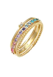 Elli Set Multi-Color Pastell Kristalle 925 Silber Ringe 1 ct Damen