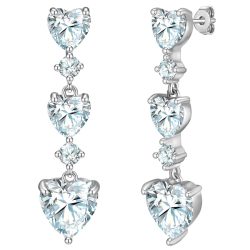 Yokoamii Ohrhänger Herz aus Messing in silber mit Zirkonia Ohrringe 1 ct Damen