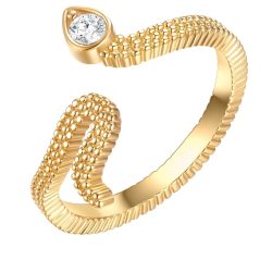 Lulu & Jane Ring Schlange aus Metall in Gelbgold mit verziert mit Kristallen von Swarovski® Ringe 1 ct Damen