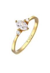 Elli - Ring Zirkonia Oval Verlobung 925 Silber, 56mm, Gold