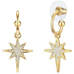 Lulu & Jane Ohrhänger Stern Metall-Legierung Glas in Gelbgold Ohrringe 1 ct Damen