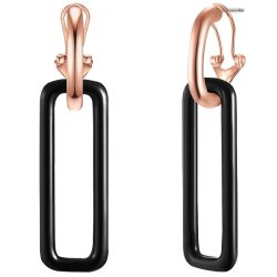 Lulu & Jane Ohrhänger Messing in Roségold/Schwarz Ohrringe 1 ct Damen
