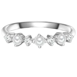 Glanzstücke München Ring Sterling Silber Zirkonia Süßwasser-Zuchtperle in Silber Ringe 1 ct Damen