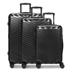 Redolz Essentials 18 4 Rollen Kofferset 3-teilig mit Dehnfalte Reisetaschen 1 ct Schwarz Herren