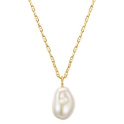 Yokoamii Halskette Metall Muschelkernperle in Gelbgold Ketten 1 ct Damen