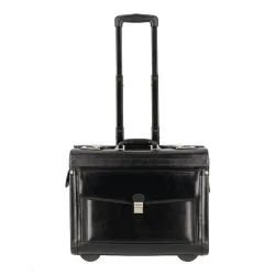 Dermata 2 Rollen Pilotentrolley Leder 39 cm Laptopfach Koffer & Trolleys 1 ct Schwarz Herren