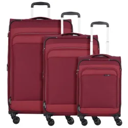 d & n Travel Line 9504 4 Rollen Kofferset 3-teilig mit Dehnfalte Reisetaschen 1 ct Dunkelrot Herren