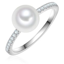 Rafaela Donata Ring aus Sterling Silber in silber mit Zirkonia Muschelkernperle Ringe 1 ct Damen