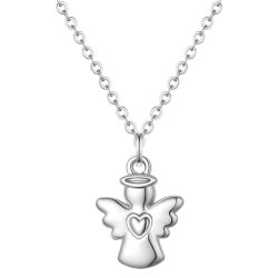 Lulu & Jane Halskette Engel aus Messing in silber mit Zirkonia Ketten 1 ct Damen