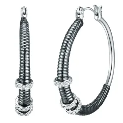 Lulu & Jane Creolen Metall-Legierung verziert mit Kristallen von Swarovski® in Silber/Schwarz Rabattaktion 1 ct Damen