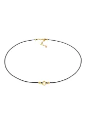 Elli Choker Nylon Kleeblatt Glück Bead 925 Silber Ketten 1 ct Damen