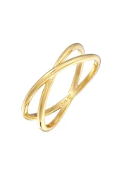 Elli PREMIUM X Kreuz Wickelring 375 Gelbgold Ringe 1 ct Damen