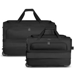 Redolz Duffle Essentials 2-Rollen Reisetasche Set 2 tlg. M+L mit Dehnfalte Reisetaschen 1 ct Schwarz Herren