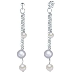 Valero Pearls Perlen-Ohrhänger aus Sterling Silber in silber mit Süßwasser-Zuchtperle Ohrringe 1 ct Damen