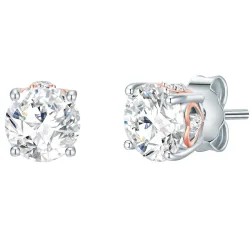Trilani Ohrstecker Unendlichkeitszeichen Sterling Silber Zirkonia in Silber/Gelbgold Ohrringe 1 ct Damen