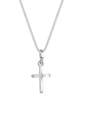 Elli - Halskette Kreuz Anhänger Sterngravur, 45cm, Silber