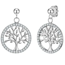 Rafaela Donata Ohrhänger Lebensbaum aus Sterling Silber in Silber mit Zirkonia Ohrringe 1 ct Damen