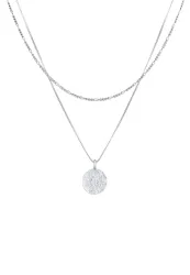 Kuzzoi - Halskette  Layer Figaro Venezianer Plättchen 925 Silber, 50 CM