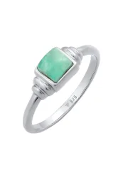 Elli PREMIUM, Elli PREMIUM Amazonit Edelstein Quadrat Vintage 925 Silber Ringe 1 ct Damen