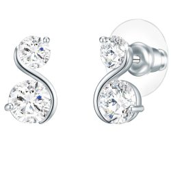 Lulu & Jane Ohrstecker Metall-Legierung Zirkonia in Silber Ohrringe 1 ct Damen
