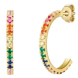EASTSIDE Creolen Edelstahl Zirkonia in Gelbgold Ohrringe 1 ct Damen