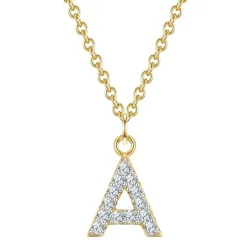 Glanzstücke München Halskette Buchstabe M aus Sterling Silber in gelbgold mit Zirkonia Ketten 1 ct Damen