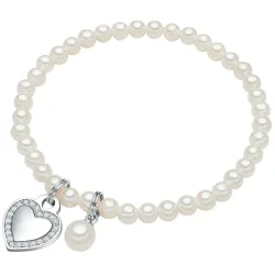 Lulu & Jane - Perlen-Armband Herz, 17cm, Weiss